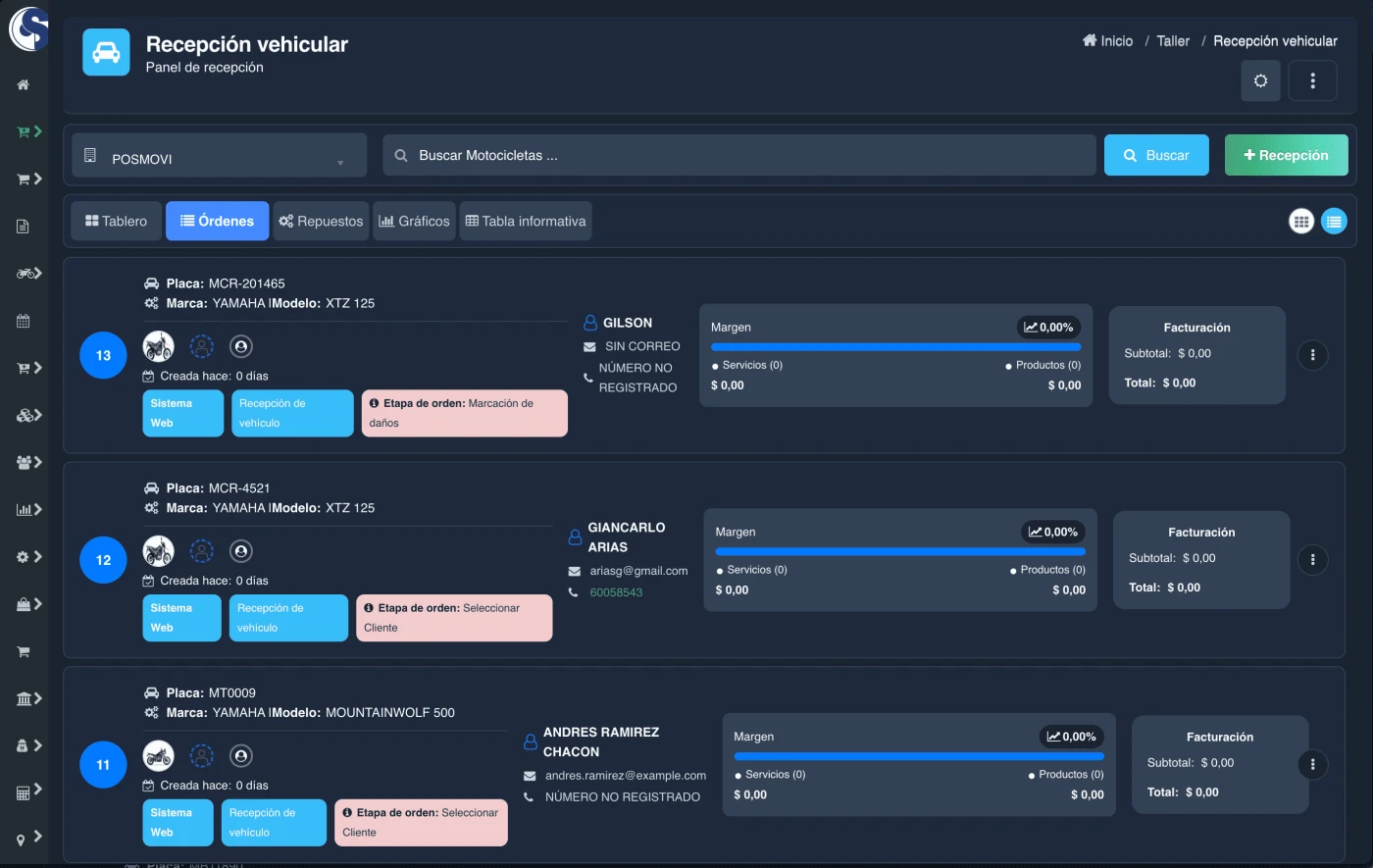 Crear recepción digital para taller de motos