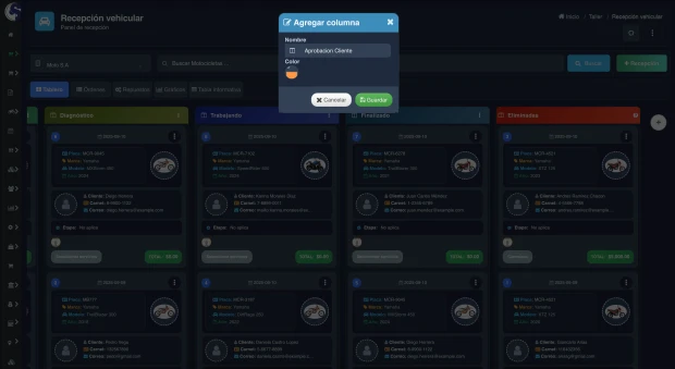 Crear columna personalizada en tablero de trabajo para taller de motos